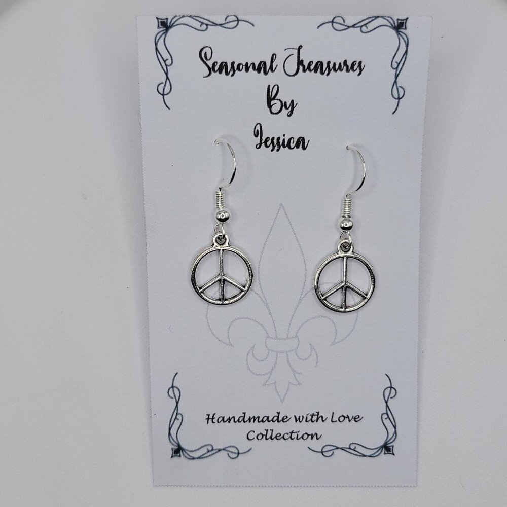 Handmade Peace Sign Earrings in Sterling Silver